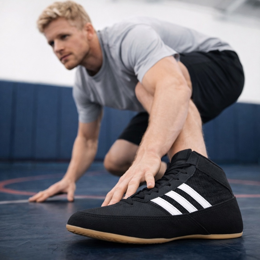 Adidas Black Wrestling Shoes with White Stripes